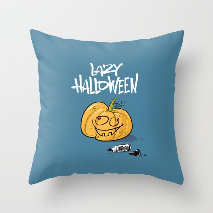 Lazy Halloween Throw Pillow
