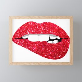 Glitter Lips Framed Mini Art Print