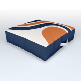 Abstract Shapes 66 in Vintage Orange and Navy Blue Outdoor Floor Cushion