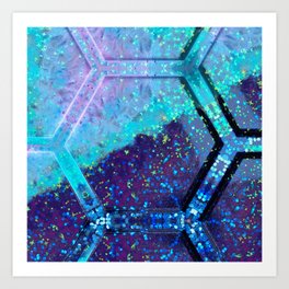 Pastel Galaxy Clouds in Resin and Glitter | Geometric Pattern Sparkle Abstract Art Print