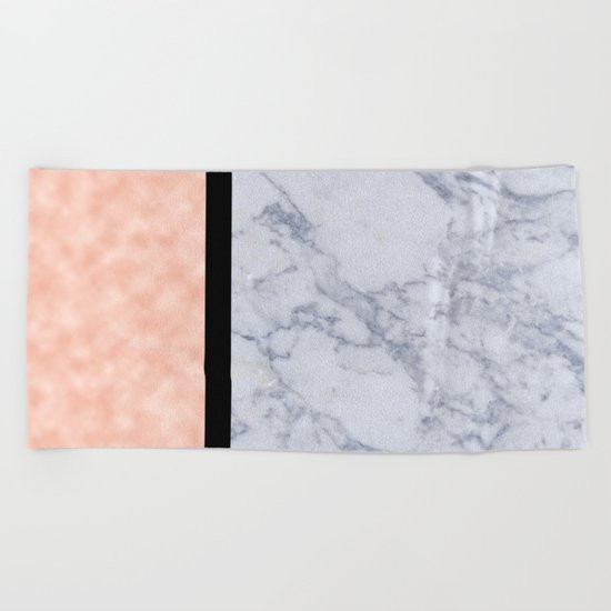Modern candy pink and marble Beach Towel