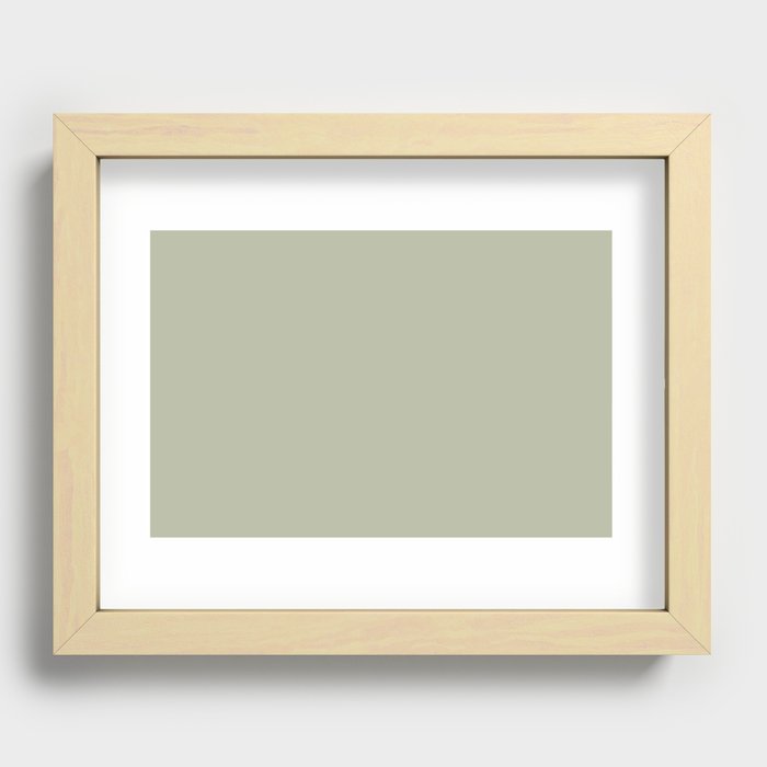 Smokey Pastel Green Gray Solid Color Hue Shade - Patternless Recessed Framed Print