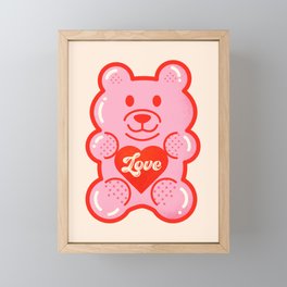 Pink Jelly Bear in Love Framed Mini Art Print