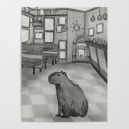 Capybara At The Diner Three Poster