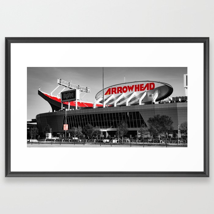 Arrowhead Stadium Panorama In Selective Coloring Framed Art Print