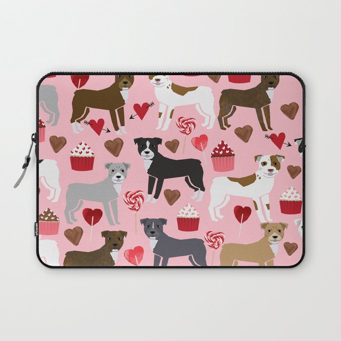 Pitbull valentine dog love rescue dogs valentines day hearts cupcakes dog gifts Laptop Sleeve