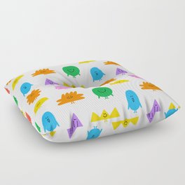 Diverse colorful geometric shape cartoon character seamless pattern Floor Pillow