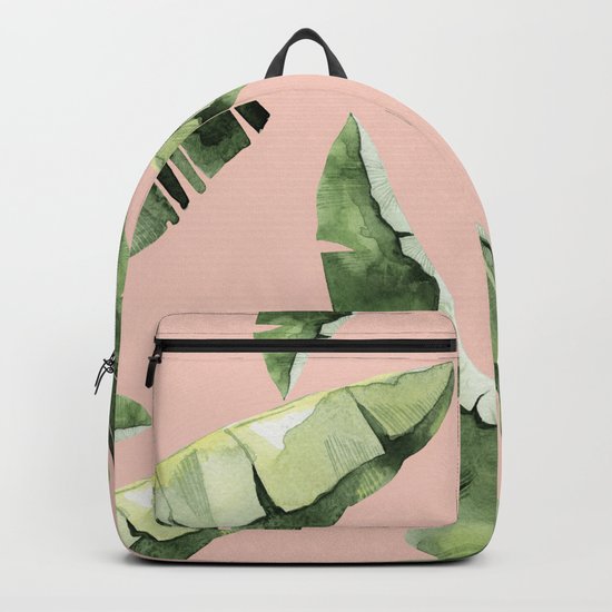 Banana Leaves 2 Green And Pink Backpack