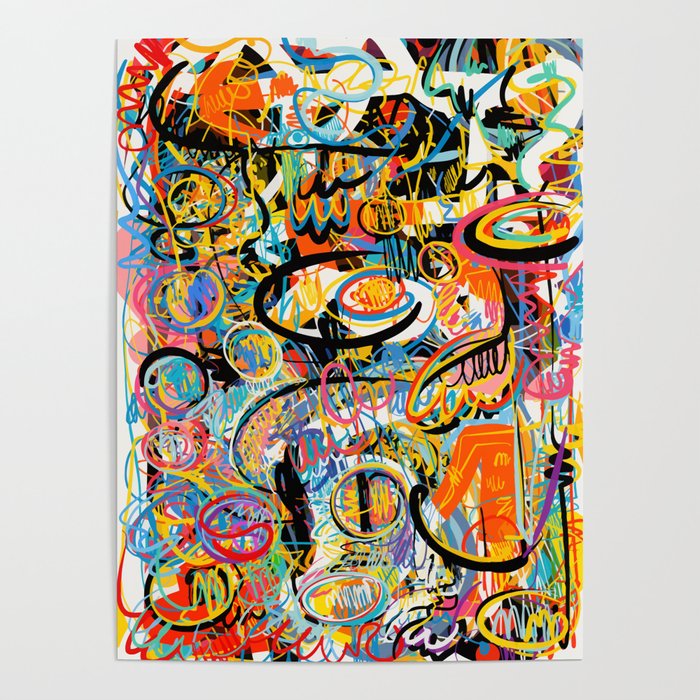 Graffiti Street Art Pattern Colorful Tribal Abstract by Emmanuel Signorino Poster