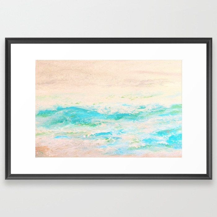 Brielle2, Light Tone, Seashore Oil Pastel Drawing Framed Art Print