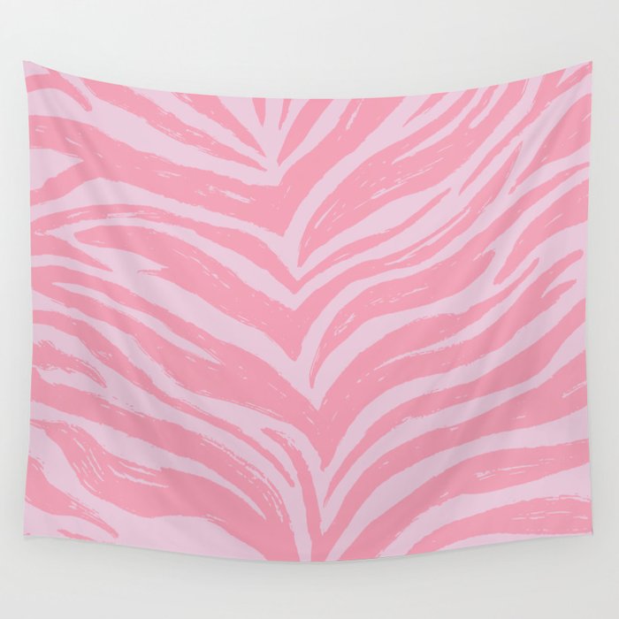 Pink Zebra Print Tiger Stripes Animal Wall Tapestry