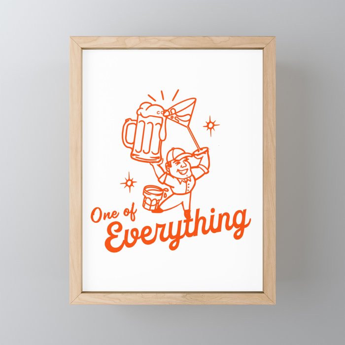 One Of Everything: Funny Alcohol Line Art Framed Mini Art Print