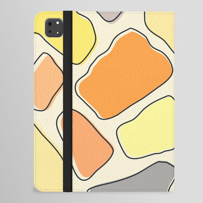 Orange, yellow and grey abstract pebbles pattern iPad Folio Case