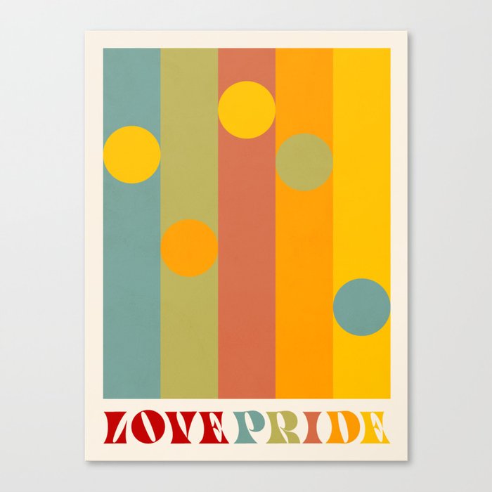 Love Pride - Retro Stripes and dots Canvas Print