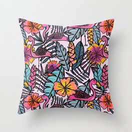 Flamingos - by Kara Peters Throw Pillow