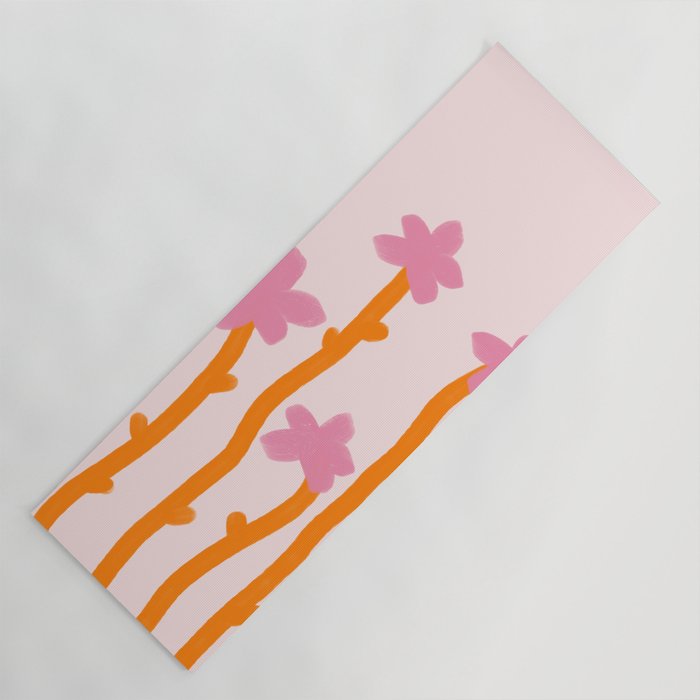 Growing Bloom - pink and orange Yoga Mat