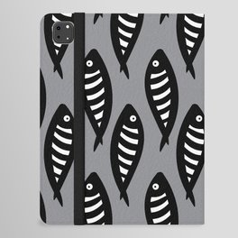Abstract black and white fish pattern Pale blue iPad Folio Case