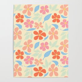 Tropical Vintage Flowers Poster