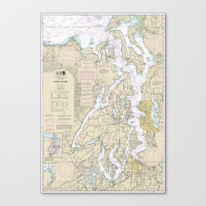 Puget Sound Washington Nautical Chart 18440 Canvas Print