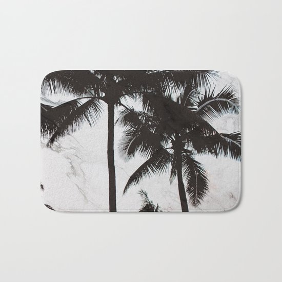 Velvet Palm trees on marble Bath Mat