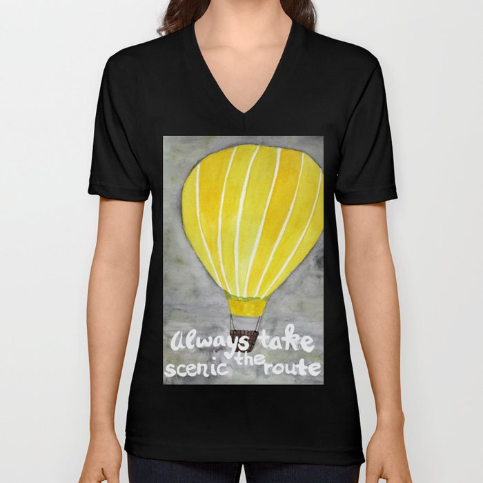 Yellow hot air balloon V Neck T Shirt