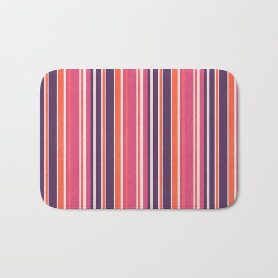 Happy Vertical LInes Pink Version Bath Mat