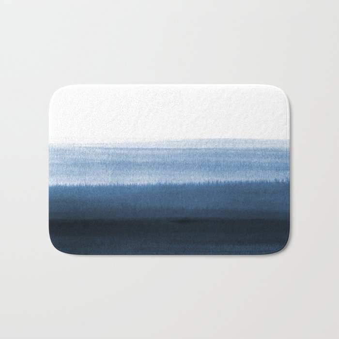 Navy Blue Watercolor Ombre Bath Mat