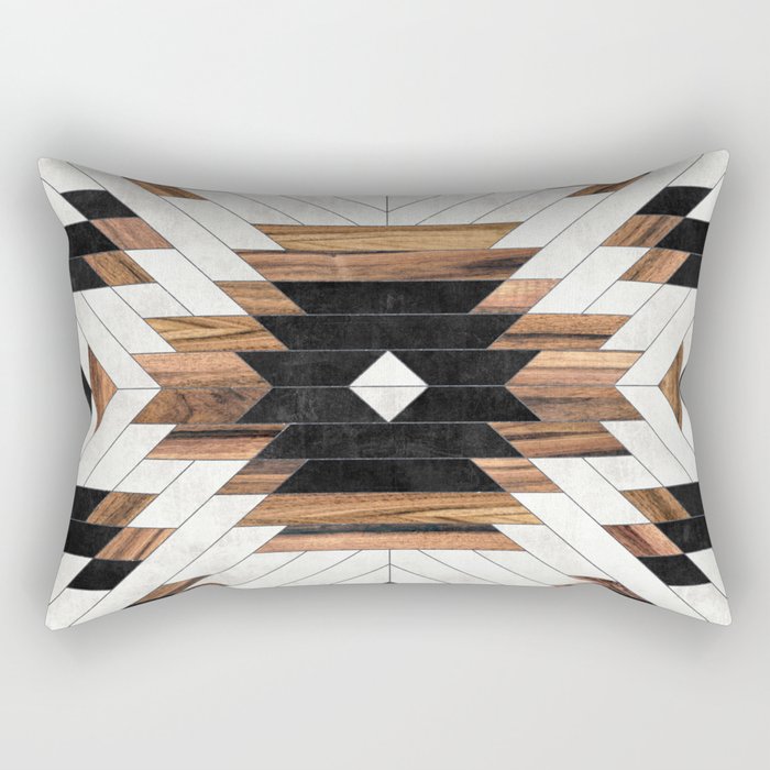 Urban Tribal Pattern No.5 - Aztec - Concrete and Wood Rectangular Pillow