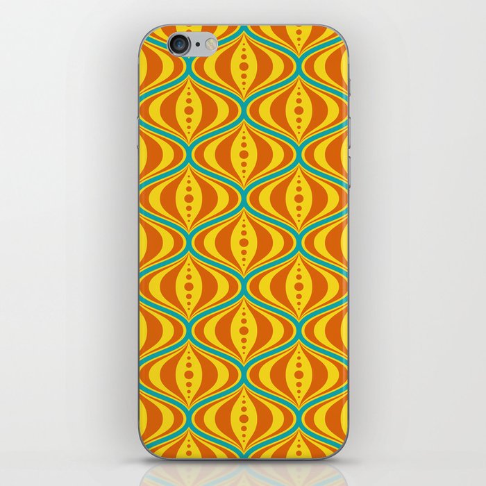 Retro Psychedelic Saucer Pattern in Orange, Yellow, Turquoise iPhone Skin