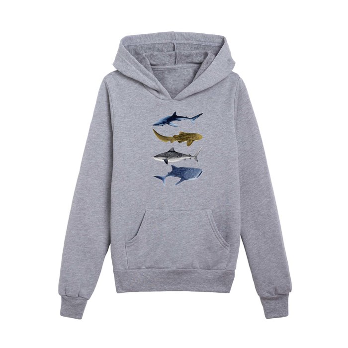 SHARKS II: LEOPARD, BLUE, WHALE & TIGER SHARK Kids Pullover Hoodie