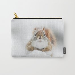 Red Squirrel in Snow Carry-All Pouch | Wildlife Photography, Squirrel, Nature Photography, Cute Squirrels, Snowy Squirrel, Snowstorm, Animal, Photo, Wildlife, Winter 