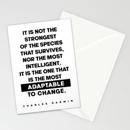 Charles Darwin Quote - Inspirational Quote - Most Adaptable to Change Stationery Card