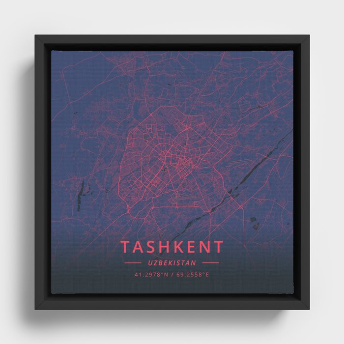 Tashkent, Uzbekistan - Neon Framed Canvas