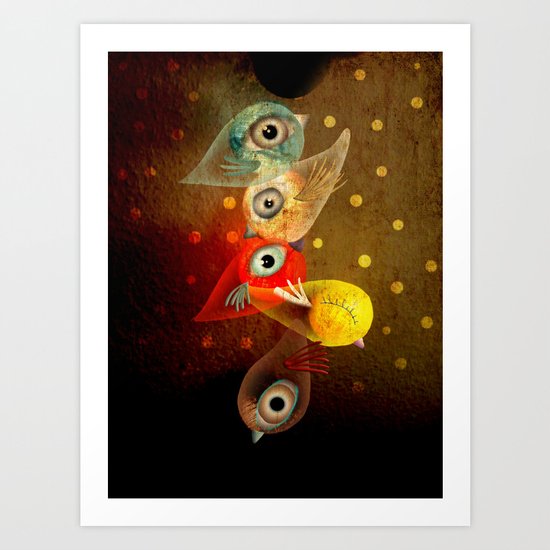 Lighting Birds Whimsical Art Art Print