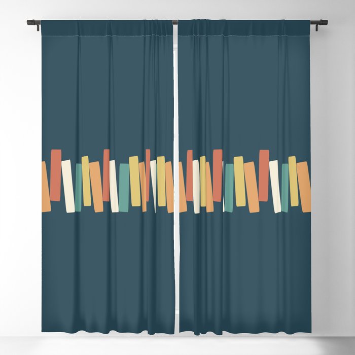 Atomic Age Mid Century Modern Funky Rectangles Teal Background Blackout Curtain