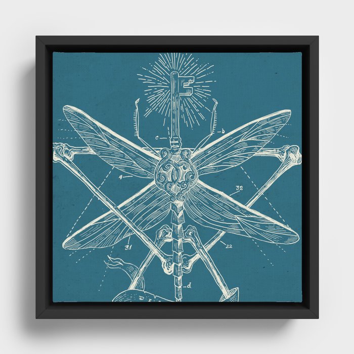 dragonfly-key Framed Canvas