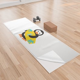 Surfing penguin, yellow board Yoga Towel