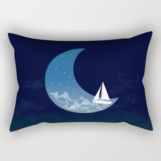 Moon Sailing Rectangular Pillow