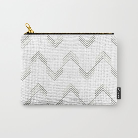 Simply Deconstructed Chevron Retro Gray on White Carry-All Pouch