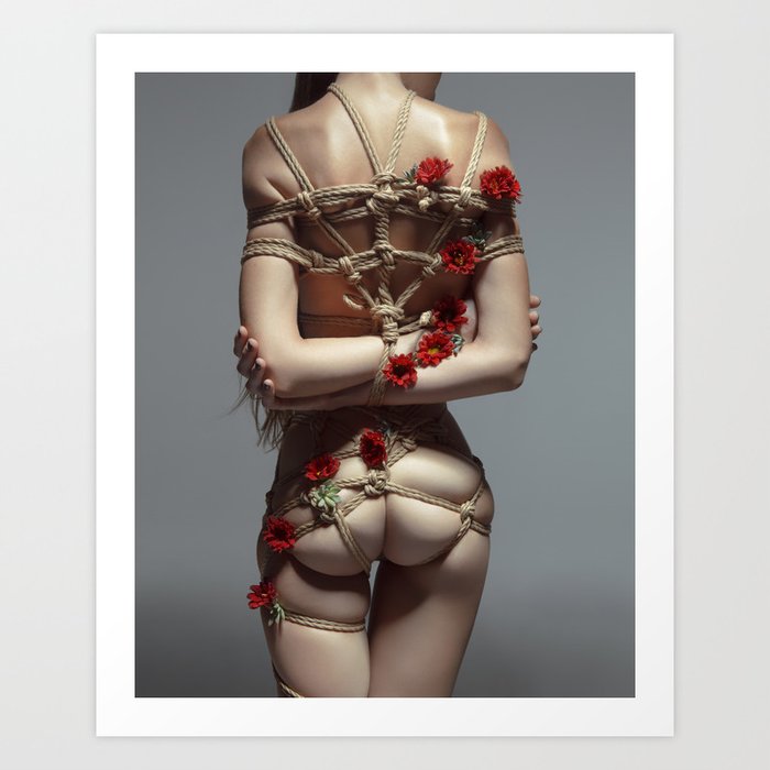 Shibari rope art, flower bdsm bondage - A Tender Dissolution Art Print