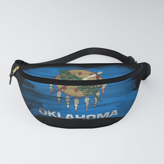 Oklahoma state flag brush stroke, Oklahoma flag background Fanny Pack