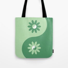 Yin Yang Flower in Green Tote Bag