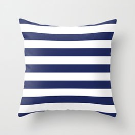 Navy Blue and White Stripes Throw Pillow