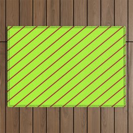 [ Thumbnail: Brown and Light Green Colored Lined/Striped Pattern Outdoor Rug ]