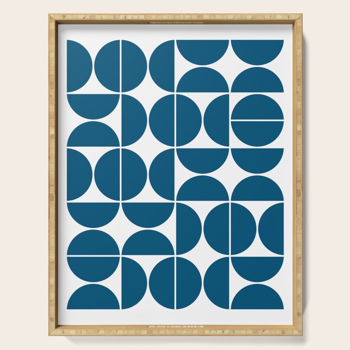 Mid Century Modern Geometric 04 Blue Art Print by The Old Art