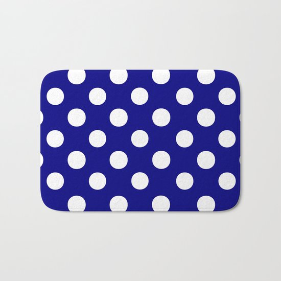 Polka Dots (White/Navy Blue) Bath Mat