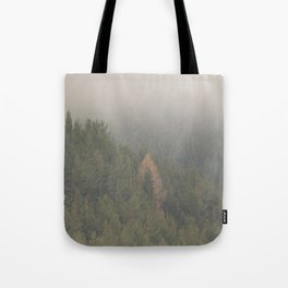  Spring Misty Morning Pine Forest in the Scottish Highlands Tote Bag