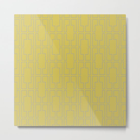 Simply Mid-Century Retro Gray on Mod Yellow Metal Print