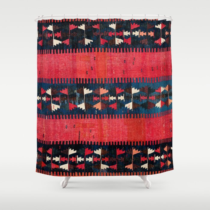 Balikesir  Antique Turkish Kilim Print Shower Curtain