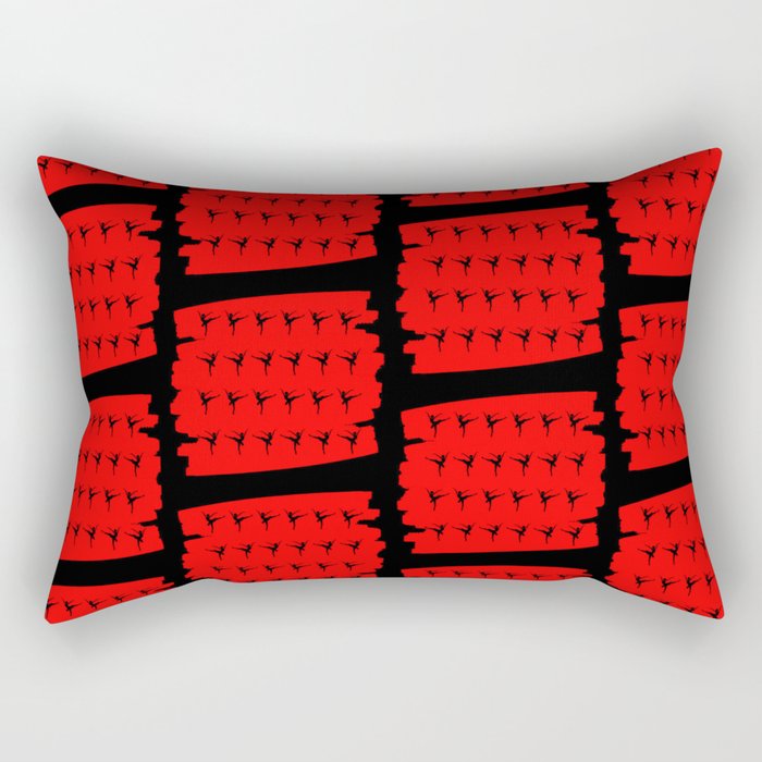 Ballerina figures in black on red brush stroke Rectangular Pillow